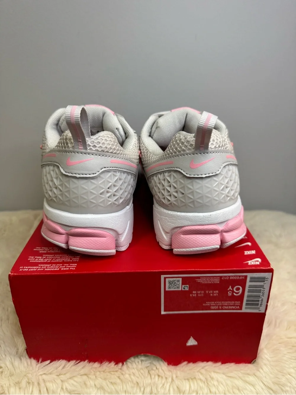 Nike Vomero Big Kid’s Grey and Pink Running Sneakers